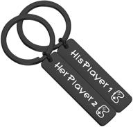 gamer couple keychain set, kuiyai his player 1 her player 2 bar pendant key ring logo