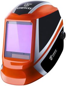 img 4 attached to 🔆 DESOON Solar-Powered Auto Darkening Welding Helmet with Wide Lens, Adjustable Shade Range 4/9-13 for MIG, TIG, Arc Welding, Grinding - Orange Welder Mask