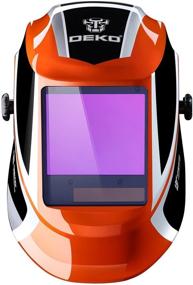 img 3 attached to 🔆 DESOON Solar-Powered Auto Darkening Welding Helmet with Wide Lens, Adjustable Shade Range 4/9-13 for MIG, TIG, Arc Welding, Grinding - Orange Welder Mask