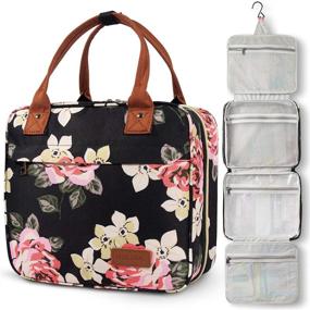 img 4 attached to Черная водонепроницаемая сумка для женщин на крюке для путешествий - набор оборудования для ванной комнаты и душа WDLHQC для туалетных принадлежностей, косметики, макияжа