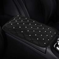 bling bling auto armrest console cushion pu leather luster crystal arm rest padding case - diamond car decor for women logo