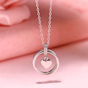 img 2 attached to 💕 Sterling Silver Infinity Necklace for Girlfriend/Wife: Express Your Love with a Cute Heart Pendant and 2 Circles Jewelry, Perfect for Valentines Day, Anniversary or Birthday Gift Ideas