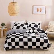 🔲 full size black and white grid print plaid duvet cover set - ideal bedding for kids, boys, and teens room decor - geometric checkered comforter cover in modern quilt design with 2 pillowcases logo