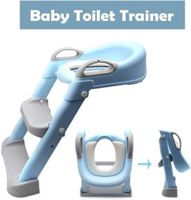 img 2 attached to 🚽 Blue Toddler Potty Training Seat Ladder Step Toilet Chair - HTTMT Infant Kids Bathroom Trainer [Model: ET-BABY002-BLUE]