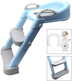 img 4 attached to 🚽 Blue Toddler Potty Training Seat Ladder Step Toilet Chair - HTTMT Infant Kids Bathroom Trainer [Model: ET-BABY002-BLUE]