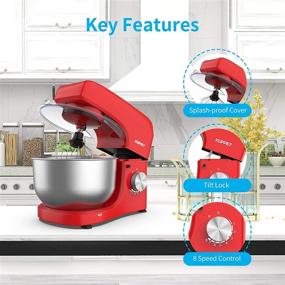 img 1 attached to 🔴 KUPPET Stand Mixer: 8-Speed Tilt-Head Electric Food Mixer with Dough Hook, Wire Whip & Beater - Red