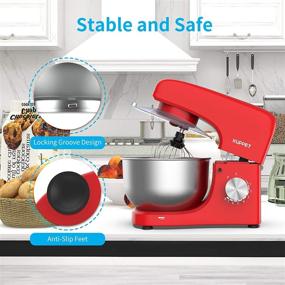 img 2 attached to 🔴 KUPPET Stand Mixer: 8-Speed Tilt-Head Electric Food Mixer with Dough Hook, Wire Whip & Beater - Red