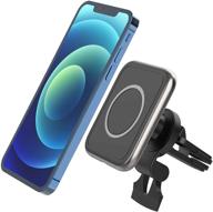 🚗 15w magnetic wireless car charger for iphone 12/12 pro/ 12 mini/ 12 pro max: effortless charging with zinc allo wireless car mount holder - magsafe compatible logo