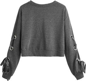 img 3 attached to SweatyRocks Women's Lace-Up Long Sleeve Crop Top Sweatshirt: Effortless Casual Style with a Flattering Fit