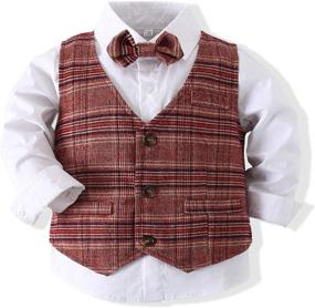 img 2 attached to Clothing Cotton Sleeve Bowtie Shirts Boys' Clothing ~ Clothing Sets