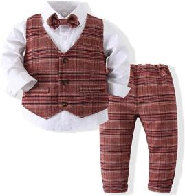 img 4 attached to Clothing Cotton Sleeve Bowtie Shirts Boys' Clothing ~ Clothing Sets