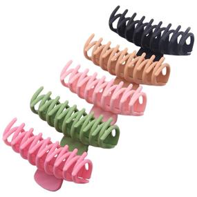 img 4 attached to 💇 MIKITY Hair Clips - Large Hair Claw Clips 4.3 Inch: Non-Slip Claw Clip for Women and Girls with Thin Hair, Strong Hold for Thick Hair - Available in 5 Colors (5 Packs)