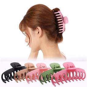 img 3 attached to 💇 MIKITY Hair Clips - Large Hair Claw Clips 4.3 Inch: Non-Slip Claw Clip for Women and Girls with Thin Hair, Strong Hold for Thick Hair - Available in 5 Colors (5 Packs)