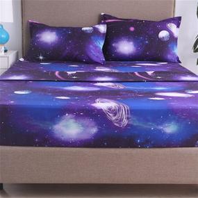 img 3 attached to 🌌 Stylish Galaxy Themed Bedding Set – 3D Printed Microfiber Sheets with Pillowcases - Full Size (07)