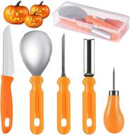 halloween pumpkin carving tools set - 5pcs stainless steel set with food carving knife & baking kitchen knife logo