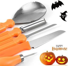 img 3 attached to Halloween Pumpkin Carving Tools Set - 5PCS Stainless Steel Set with Food Carving Knife & Baking Kitchen Knife