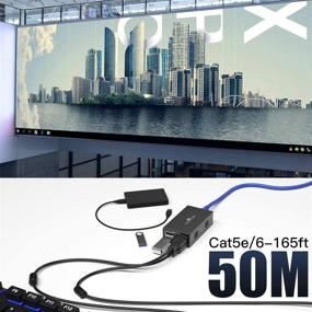img 1 attached to 🔌 Улучшенный USB 2.0 удлинитель: 4-портовый хаб до 50 м через Ethernet (Cat5e/6) для ПК/микрофона/веб-камеры - не требуется установка драйверов - универсальная совместимость с ОС