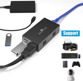 img 3 attached to 🔌 Улучшенный USB 2.0 удлинитель: 4-портовый хаб до 50 м через Ethernet (Cat5e/6) для ПК/микрофона/веб-камеры - не требуется установка драйверов - универсальная совместимость с ОС