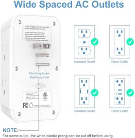 img 1 attached to AUOPRO USB Wall Charger 2 Packs with Surge Protection - Multi Plug Outlet with 3 USB Ports, 6 Outlets and Adapter Spaced Outlets - Ideal for Home and Office, White