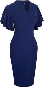 img 2 attached to HOMEYEE Women's Flounce Sleeve Office Dress - Ideal Women's Clothing for Work Attire