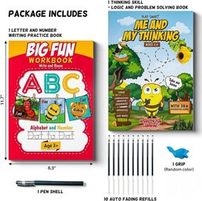 img 2 attached to 📚 Enhanced Reusable Magic Practice Copybook and Thinking Skills Workbook for Preschool and Kindergarten, Complete with Auto Disappearing Ink Magic Ballpoint Pens Set for Solving and Sequencing