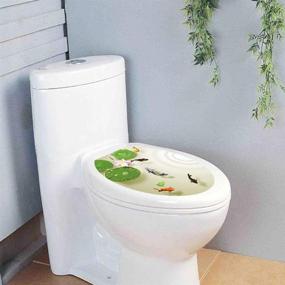 img 3 attached to 🐠 3D Lotus Fish Water Bathroom Toilet Seat Lid Cover: Pond Frog Goldfish PVC Sticker for Restroom Decor