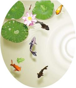 img 4 attached to 🐠 3D Lotus Fish Water Bathroom Toilet Seat Lid Cover: Pond Frog Goldfish PVC Sticker for Restroom Decor