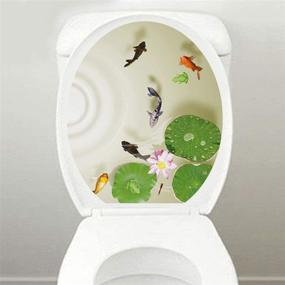img 2 attached to 🐠 3D Lotus Fish Water Bathroom Toilet Seat Lid Cover: Pond Frog Goldfish PVC Sticker for Restroom Decor