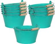 🌻 sunnydaze set of 10 decorative teal galvanized steel buckets - small metal buckets with handle for indoor use - ideal for storage, gardening, parties, and decorating logo