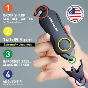 img 3 attached to 🚨 Stinger Personal Alarm Keychain - Emergency Tool for Safety, Panic Alarm Siren, Seat Belt Cutter, Glass Breaker - Self Defense Protection, Security Device for Women, Men, Kids - Original USA Design (Black)