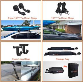 img 1 attached to 🚗 MeeFar Universal Car Soft Roof Rack Pads for Kayak Surfboard SUP Canoe | Heavy Duty Luggage Carrier System with Tie Down Straps, Rope, Quick Loop Strap, and Storage Bag