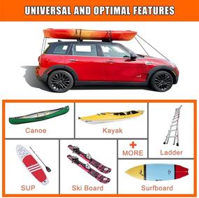 img 2 attached to 🚗 MeeFar Universal Car Soft Roof Rack Pads for Kayak Surfboard SUP Canoe | Heavy Duty Luggage Carrier System with Tie Down Straps, Rope, Quick Loop Strap, and Storage Bag