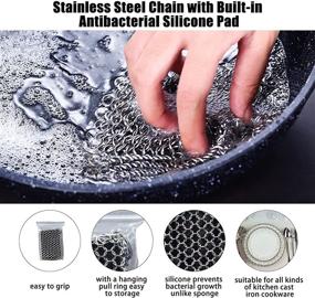 img 1 attached to 🧼 Premium 2-Piece Kitchen Scrubber Set: Stainless Steel Chainmail & Cast Iron Cleaner