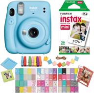 📸 fujifilm instax mini 11 sky blue instant camera bundle: twin pack instant film, ritz gear frame stickers & hanging frames logo