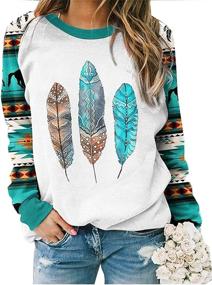 img 4 attached to 👚 Womens Long Sleeve Shirts: Western Aztec Print Fit Tops for Fall Fashion