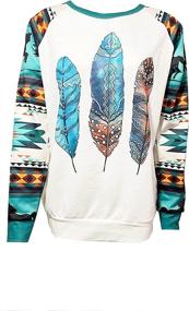 img 3 attached to 👚 Womens Long Sleeve Shirts: Western Aztec Print Fit Tops for Fall Fashion