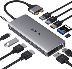 img 4 attached to 💻 Док-станция для MacBook Pro с двумя мониторами, адаптер HDMI - 12 в 1 USB C адаптеры для MacBook Pro Air Mac HDMI док-переходник, двойное USB C к двойному HDMI DP, Ethernet, AUX, 4 USB, SD/TF, 100W PD.