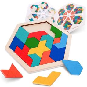 img 4 attached to 🧩 Enhanced SEO: Vanmor Hexagonal Wooden Tangram Puzzle