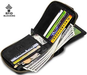 img 1 attached to 👛 Genuine Leather RFID Blocking Zipper Wallet