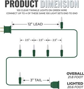 img 3 attached to 🎄 612 Vermont 100 Clear Christmas Twinkle Lights: Green Wire, Indoor/Outdoor Use, Connectable up to 4 Sets, 20.6' Lighted Length