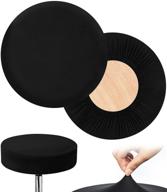 🪑 hfatmos black bar stool covers round - high stretch and waterproof elastic slipcovers for chair seats (2 pcs, dia 12-15 inch) logo