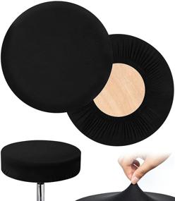 img 4 attached to 🪑 HFATMOS Black Bar Stool Covers Round - High Stretch and Waterproof Elastic Slipcovers for Chair Seats (2 pcs, Dia 12-15 Inch)