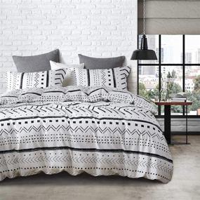 img 3 attached to 🛏️ Aztec Comforter Set - Twin Size, 100% Cotton Fabric with Soft Microfiber Fill Bedding, Black Pattern Printed on White, Wake In Cloud