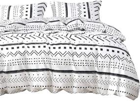 img 1 attached to 🛏️ Aztec Comforter Set - Twin Size, 100% Cotton Fabric with Soft Microfiber Fill Bedding, Black Pattern Printed on White, Wake In Cloud