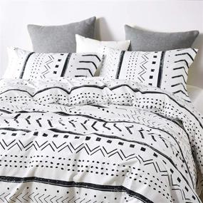 img 2 attached to 🛏️ Aztec Comforter Set - Twin Size, 100% Cotton Fabric with Soft Microfiber Fill Bedding, Black Pattern Printed on White, Wake In Cloud