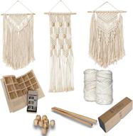 🔮 complete diy macrame kit for adult beginners: 2 wall hanging projects + froocy macrame starter kit (100% cotton cord 3mm, wooden dowels, beads) logo