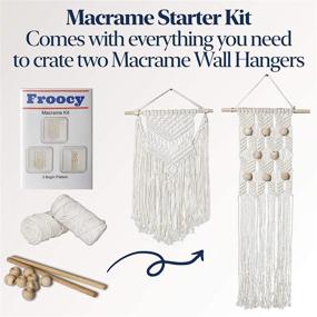 img 2 attached to 🔮 Complete DIY Macrame Kit for Adult Beginners: 2 Wall Hanging Projects + Froocy Macrame Starter Kit (100% Cotton Cord 3mm, Wooden Dowels, Beads)