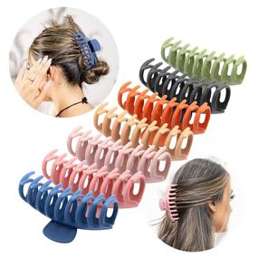 img 4 attached to TUWAA 7Pcs Large Matte Hair Claw Clips: Ideal for Thick and Curly Hair Styling - Aesthetic and Convenient Clips for Women and Girls