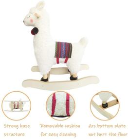 img 1 attached to 🦙 Labebe - Baby Rocking Horse Wooden, Plush Stuffed Rocking Animals for 1-3 Years Old, White Llama Rocking Horse for Girls and Boys, Toddler/Infant Rocker for Nursery, Kids Riding Toys/Horse