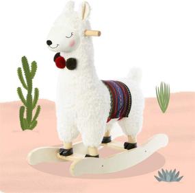 img 2 attached to 🦙 Labebe - Baby Rocking Horse Wooden, Plush Stuffed Rocking Animals for 1-3 Years Old, White Llama Rocking Horse for Girls and Boys, Toddler/Infant Rocker for Nursery, Kids Riding Toys/Horse